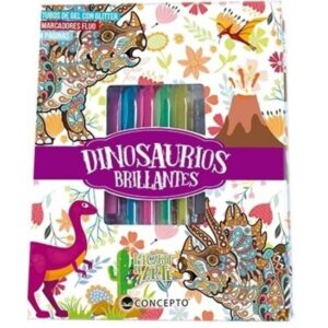 DINOSAURIOS BRILLANTES - MEGAKIT DE ARTE - CON MARCADORES