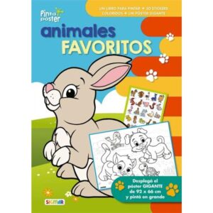 ANIMALES FAVORITOS - PINTO POSTER - LIBRO PARA COLOREAR + POSTER + 30 STICKERS