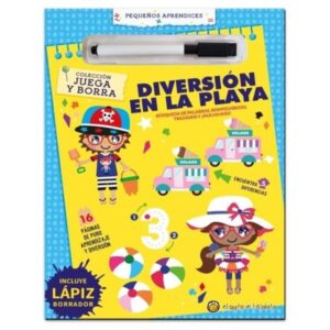 DIVERSION EN LA PLAYA - JUEGA Y BORRA - INCLUYE LAPIZ BORRADOR