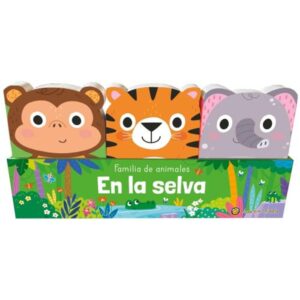 EN LA SELVA: ELEFANTE, MONO Y TIGRE - FAMILIA DE ANIMALES - CARTONE