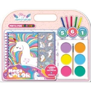 UNICORNIOS - BLISTER MEGA COLOR ACUARELAS - PINTA POR NUMEROS