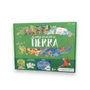 MEGA ATLAS DE LA TIERRA, EL - 40 CARTAS PREGUNTA-RESPUESTA - PUZLE 500 PIEZAS