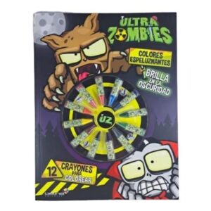 ULTRA ZOMBIES RUEDA DE COLORES ESPELUZNANTES - BRILLA EN LA OSCURIDAD - 12 CRAYONES PARA COLOREAR